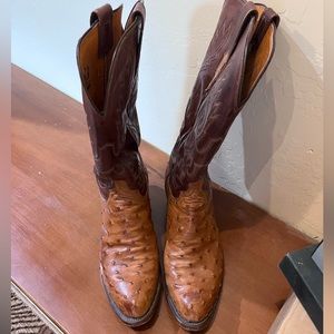 Lucchese Men’s Ostrich Brown Boots - 10D